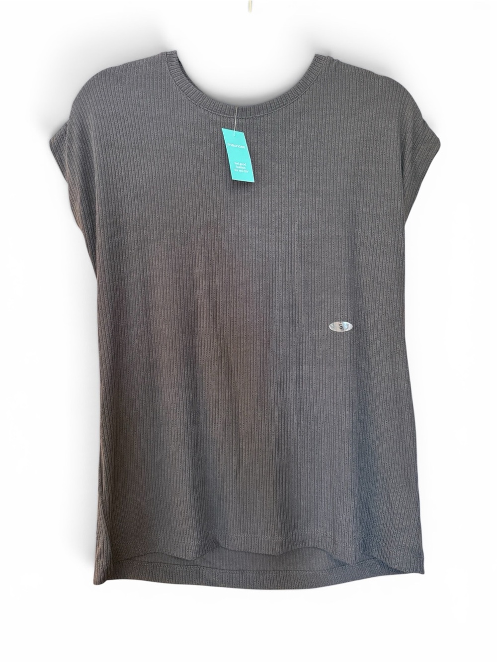 Maurices Gray Ribbed Short-Sleeve Top